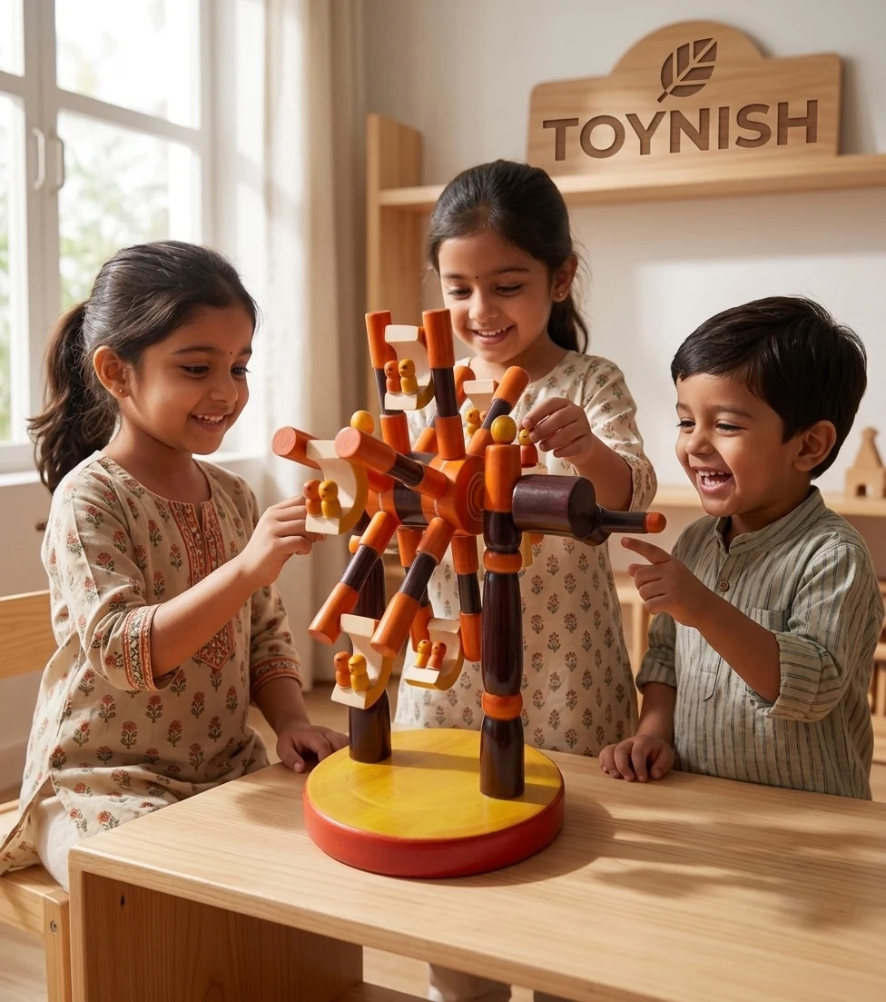 Toynish Handcrafted Wooden Rotary Ferris Wheel Toy – Traditional Channapatna Lac - Townway product image 3