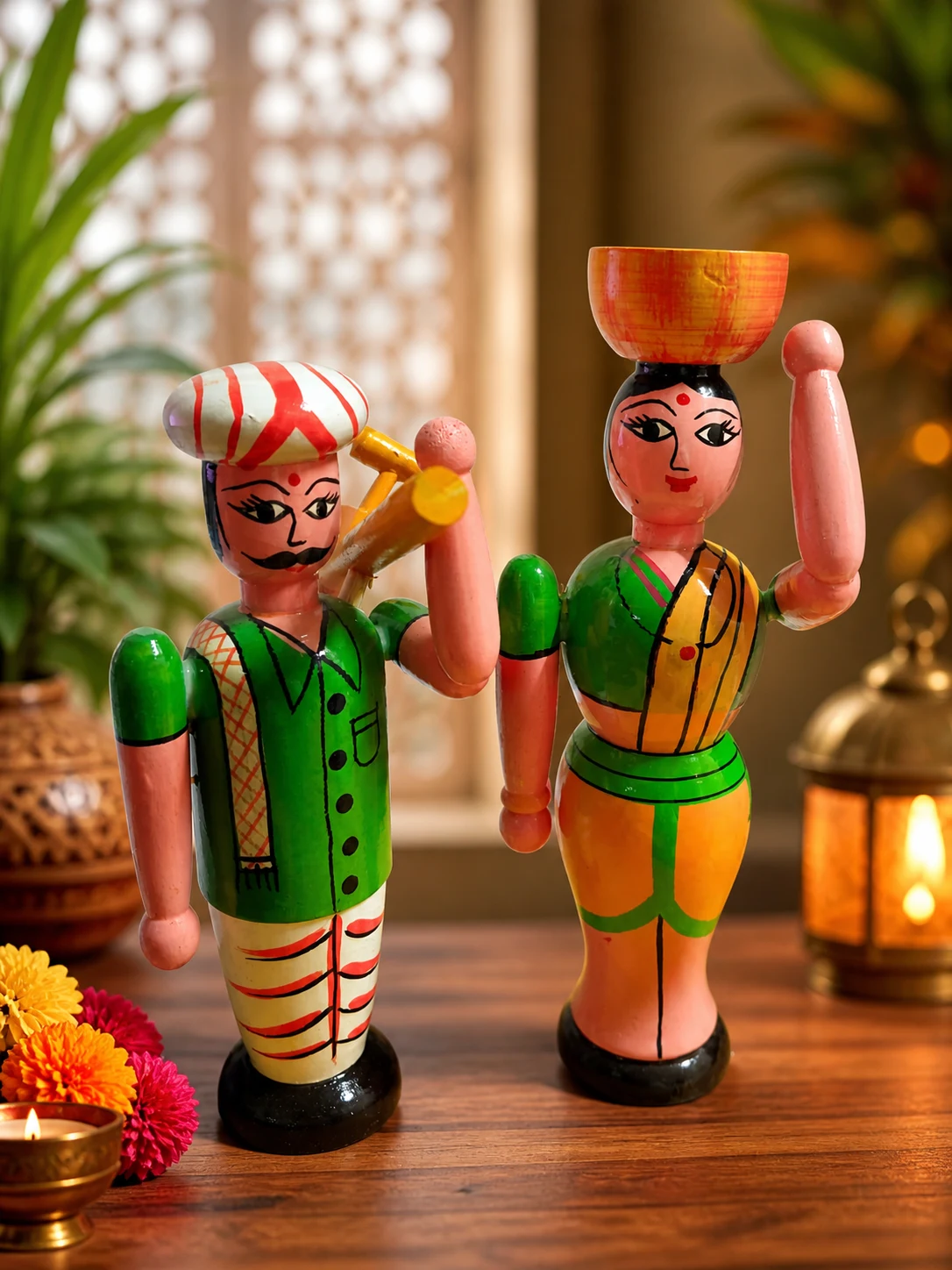 Wooden Village Couple Showpiece - Townway product image 1