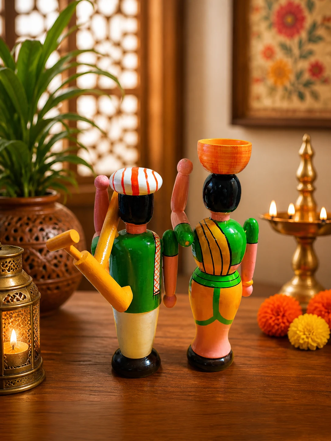 Wooden Village Couple Showpiece - Townway product image 2