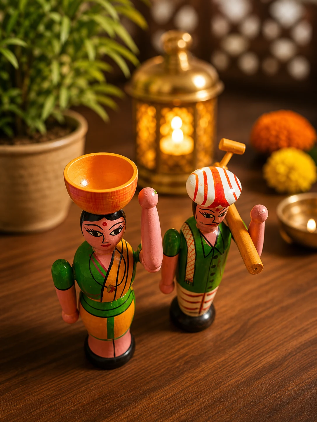 Wooden Village Couple Showpiece - Townway product image 3