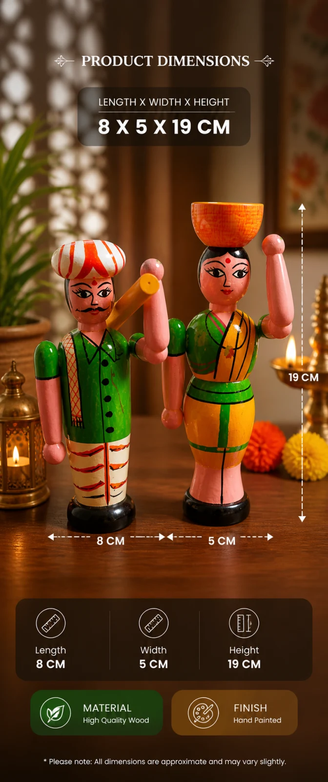 Wooden Village Couple Showpiece - Townway product image 4