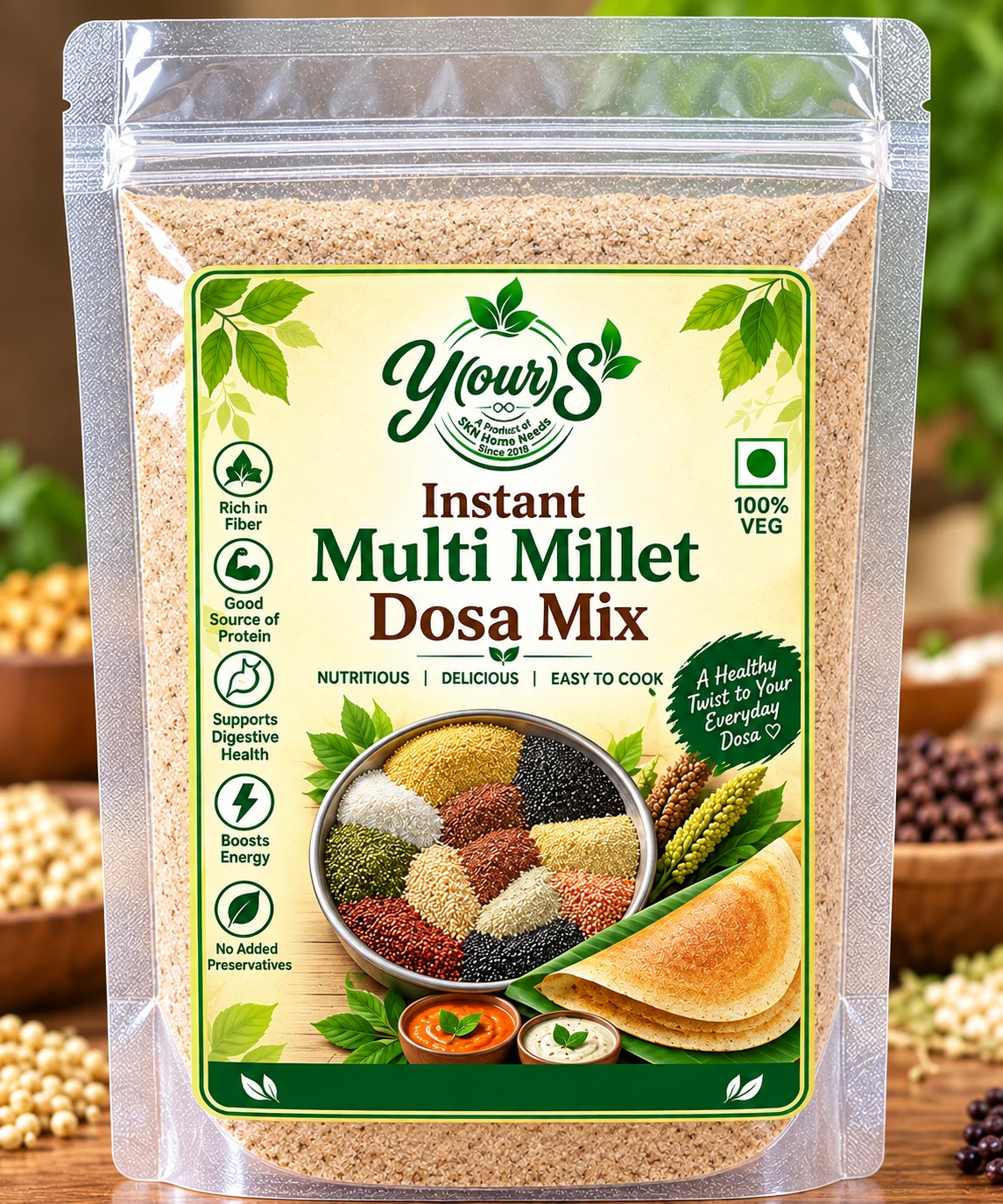 Yours Instant Multimillet Dosa Mix 1kg - Townway product image 1
