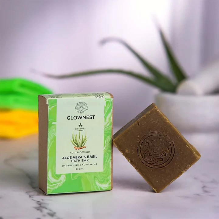 GROWNEST BATH BAR ALEOVERA + BASIL - 90 gram