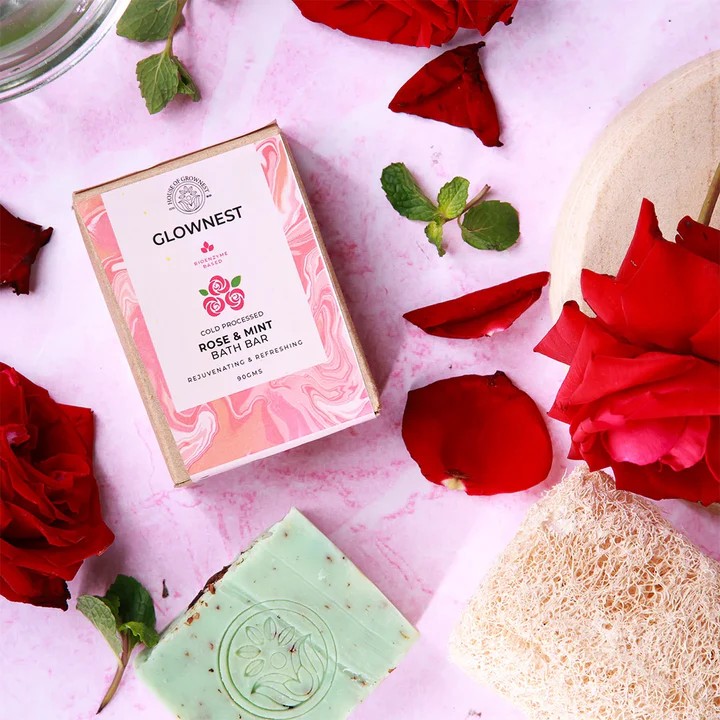 GROWNEST BATH BAR ROSE + MINT- 90 gram