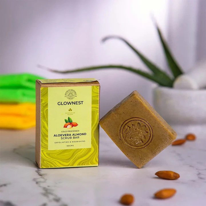 GROWNEST BATH BAR ALEOVERA + ALMOND SCRUB- 90gram
