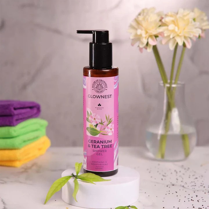 GROWNEST SHOWER GEL - GERANIUM & TEA TREE -200ml