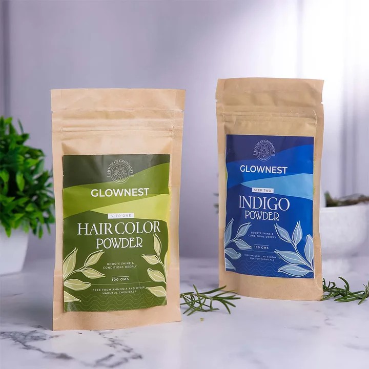 GROWNEST HAIR COLOUR POWDER - BLACK( HEENA PLUS INDIGO PACK)