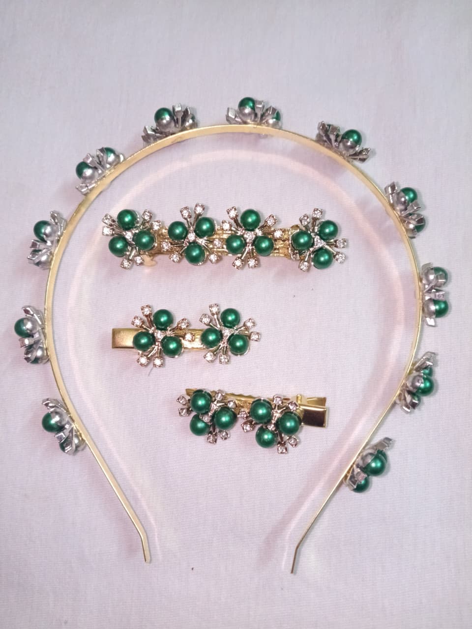 FANCY HAIR CLIP GREEN SET