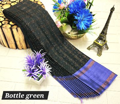 SOFT SILK SAREE GREEN WITH VOILET BORDER