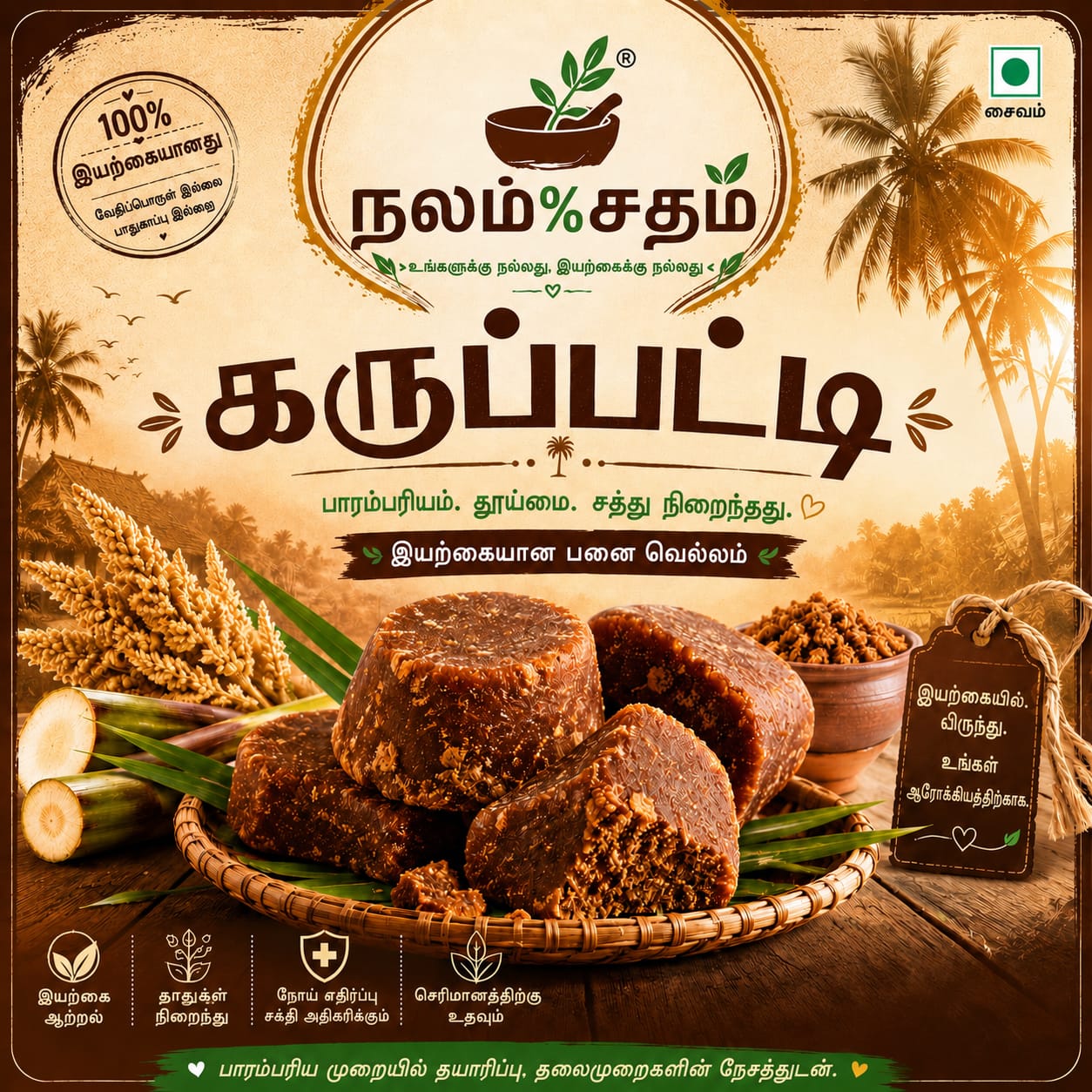 NALLAM%SADHAM KARUPATTI (PALM JAGGERY) 1KG