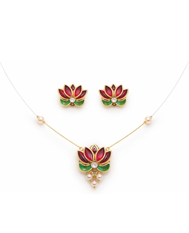 Fancy Chain with Lotus Pended and Earrings