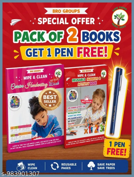 Reusable Cursive Handwriting & Numbers Activity Books