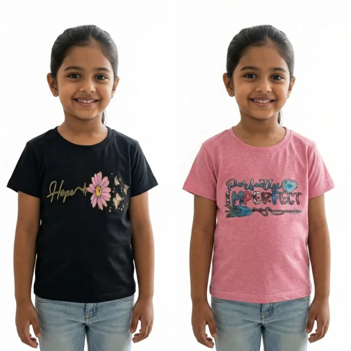 Girl's Lycra Fine T shirt Pair of 2