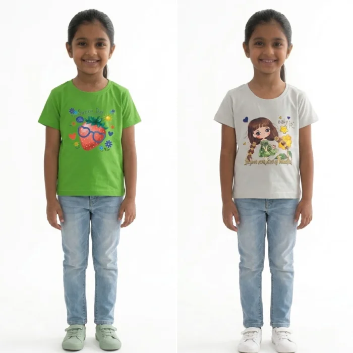 Girl's Lycra Fine T shirt Pair of 2
