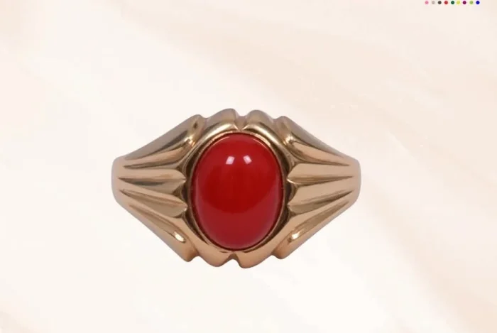 Panchalogam Impon Coral (Pavazham) Stoned Ring
