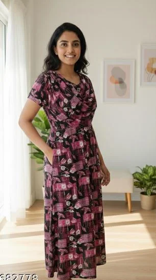 Women Maternity Zipless Frock with Shawl