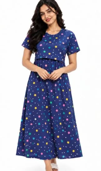 Womens cotton Printed Maternity Nighty