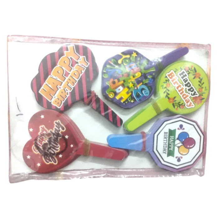 Happy Birthday Cake Topper - Colourful Paper Topper Set - 5 Design 100 pcs