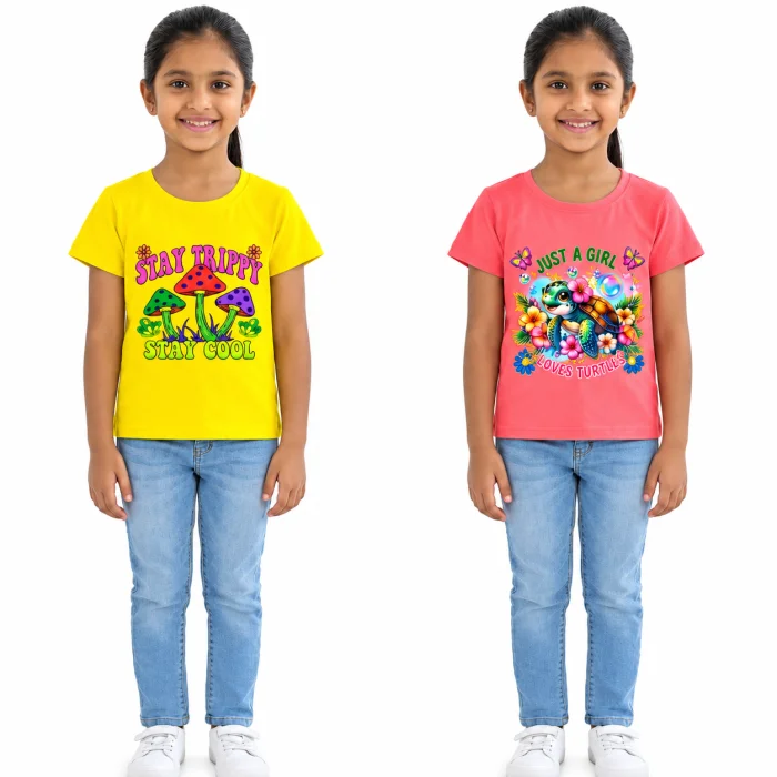 Girl's Lycra Fine T shirt Pair of 2